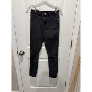 ASOS Womens Skinny Jeans Ripped Knees Black 28x25